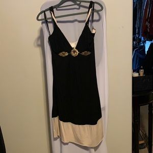 Hot & Delicious Black/Peach Casual Dress with jeweled bodice. Size M.